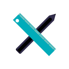 Pencil and ruler icon. School education supply and object theme. Isolated design. Vector illustration
