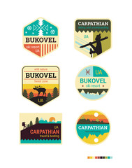 set of tourist badges for the Carpathian mountains geographic re