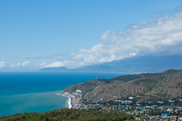 Fototapeta na wymiar A view of the Kanaka at the foot of the Crimean mountains. Crimea, Russia