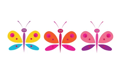 Fotobehang funny butterflies on a white background © StockVector