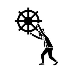 Obraz premium Businessman avatar with gear icon. Businesspeople management and corporate theme. Isolated design. Vector illustration