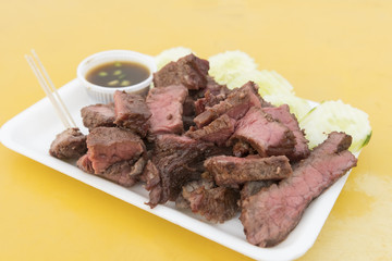 Roast beef cut into pieces