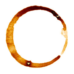 Coffee cup stains isolated on white background