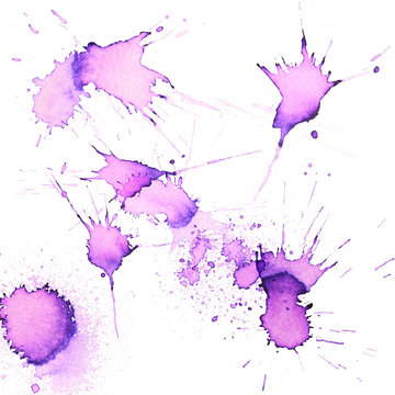 Set Of Purple Paint Splatters