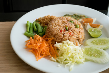fried rice with shrimp paste sauce and chopped pork