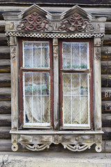 Old wooden window of an apartment house