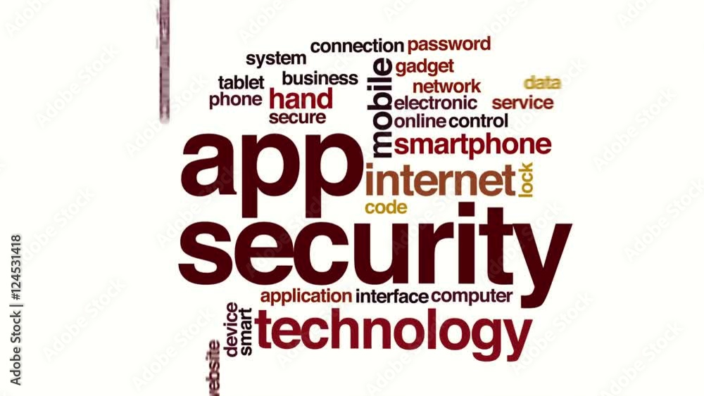 Poster app security animated word cloud.