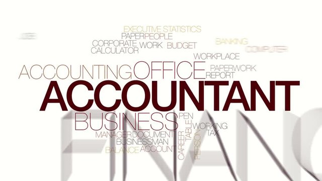 Accountant security animated word cloud. Kinetic typography.