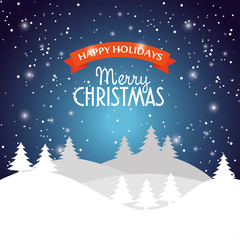 Fototapeta na wymiar happy holidays merry christmas landscape snow star design vector illustration eps 10