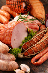 Meat products including ham and sausages