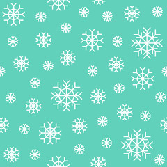  Christmas vector seamless pattern. White snowflakes on a blue background.