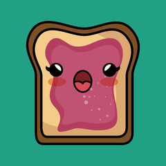 bread jam kawaii toast design vector illustration eps 10