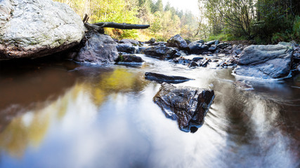 river beside a large boulder