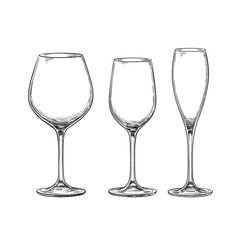 Set of empty wine glasses.