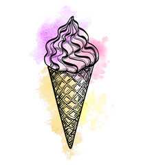 Watercolor ice cream cone