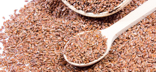 closeup of flaxseed isolated on white