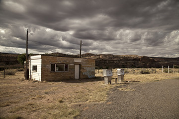 Abandoned gas station on highway 128 in Utah