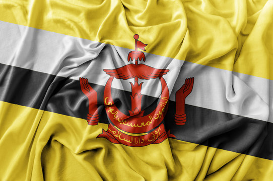 Ruffled waving Brunei flag