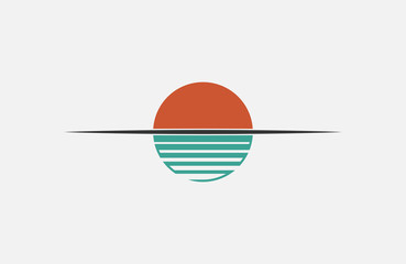 Sunet logo. Sun over the water. Minimalistic logo design