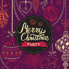 Christmas party invitation, food menu restaurant.