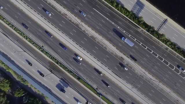 Aerial video of traffic on the 595 Fort Lauderdale