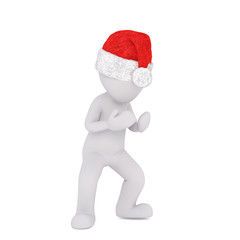 3D figure in red Santa hat with hands open