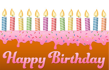 Happy Birthday Glückwünsche mit brennenden Kerzen zum Geburtstag