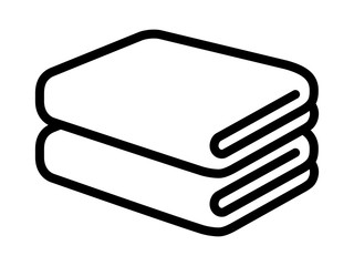 Stack of folded bath towels or napkins line art for apps and websites