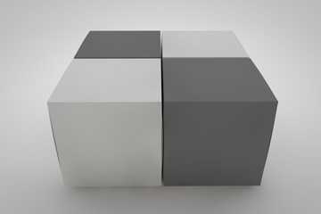 Mock-up cardboard box standing on white background. Packaging for your design. 3D render cardboard box. Three-dimensional rendering.