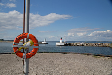 Hafeneinfahrt in S&oslash;by / &AElig;r&oslash; in D&auml;nemark