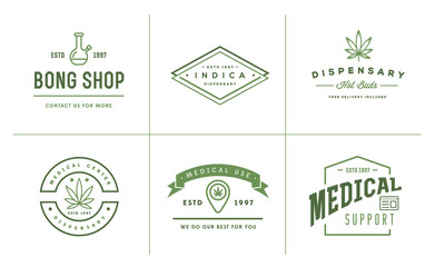 Set of Medical Cannabis Marijuana Sign or Label Template in Vect