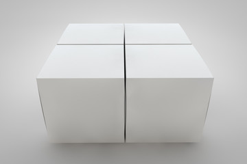 Mock-up cardboard box standing on white background. Packaging for your design. 3D render cardboard box. Three-dimensional rendering.