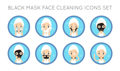 Vector Face Cleaning And Care Actions Set