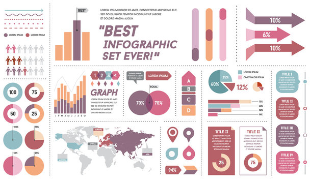 Infographics Elements and Objects Big Huge Set All Kinds of Info