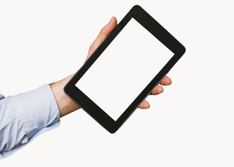Man holding a pc tablet