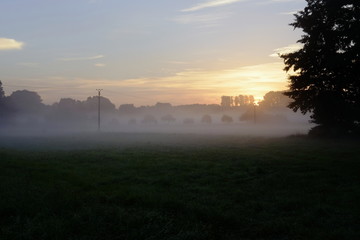 Fototapeta premium morning fog and sunrise