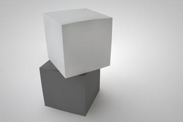 Mock-up cardboard box standing on white background. Packaging for your design. 3D render cardboard box. Three-dimensional rendering.