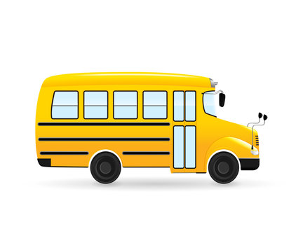 Vector cartoon school bus. Isolated from the white background.