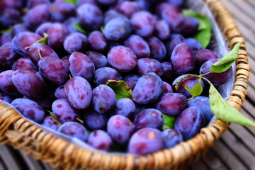 prunes in a wooden basket
