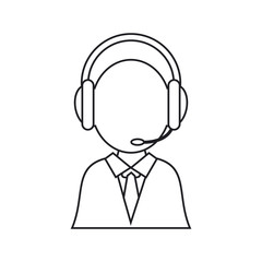 Operator man icon. Call center technical service and online support theme. Isolated design. Vector illustration