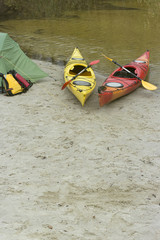 Kayaking on the river.