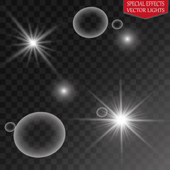 Glow light effect. sun Star burst with sparkles. Vector illustration
