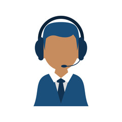 Operator man icon. Call center technical service and online support theme. Isolated design. Vector illustration
