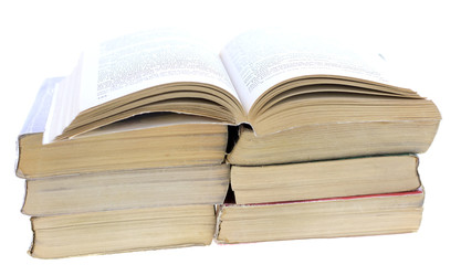 stack of books isolated on white background