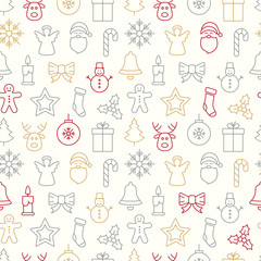 christmas seamless pattern icons background