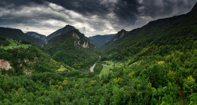 Tara river canyon at summertime, nature landscape. Montenegro