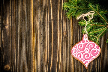 Abstract Christmas and New Year Background with Old Vintage Wood