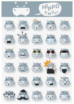 Hippopotamus emoji icons , vector , illustration