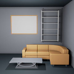 Lit interior mockup 3d illustration