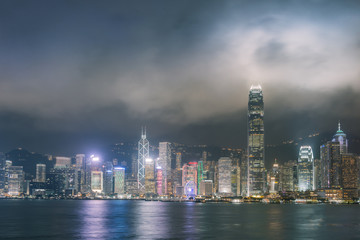 Fototapeta na wymiar Downtown and building in Hong Kong skyline at night